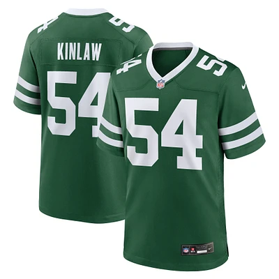 Maillot de match Nike Javon Kinlaw Legacy Green pour homme des New York Jets