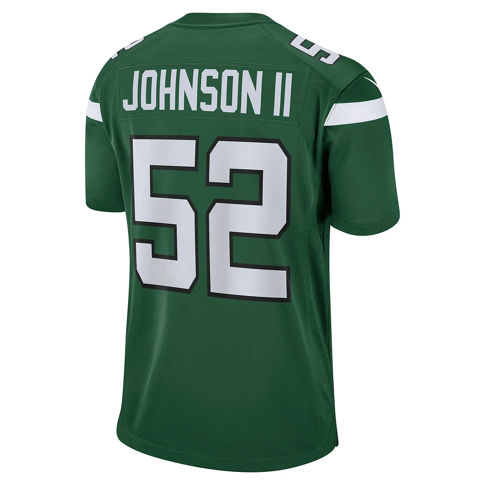 Maillot de jeu Nike Jermaine Johnson II pour homme, vert, New York Jets, joueur