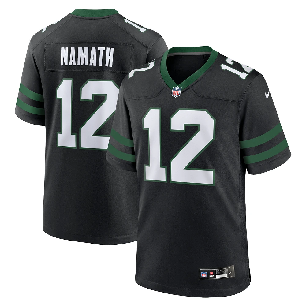 Maillot de match joueur retraité alternatif des New York Jets Nike Joe Namath Legacy noir pour homme