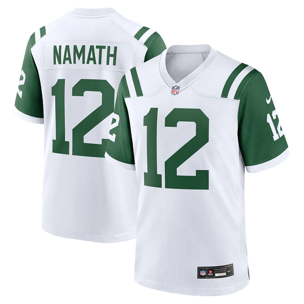 Maillot de match classique pour joueur retraité alternatif des New York Jets Nike Joe Namath blanc homme