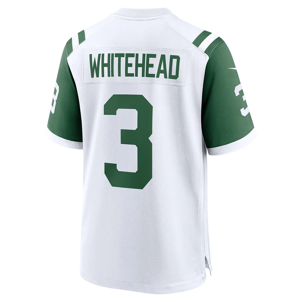 Maillot de jeu joueur alternatif classique Nike Jordan Whitehead pour hommes des New York Jets blanc