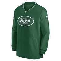 Men's Nike Kelly Green New York Jets 2024 Sideline Throwback Logo Long-Sleeve V-Neck Windshirt