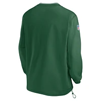 Men's Nike Kelly Green New York Jets 2024 Sideline Throwback Logo Long-Sleeve V-Neck Windshirt