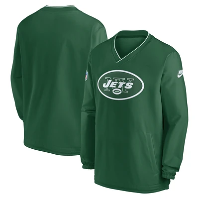 Coupe-vent à manches longues et col en V avec logo rétro des New York Jets 2024 de Nike Kelly Green pour homme