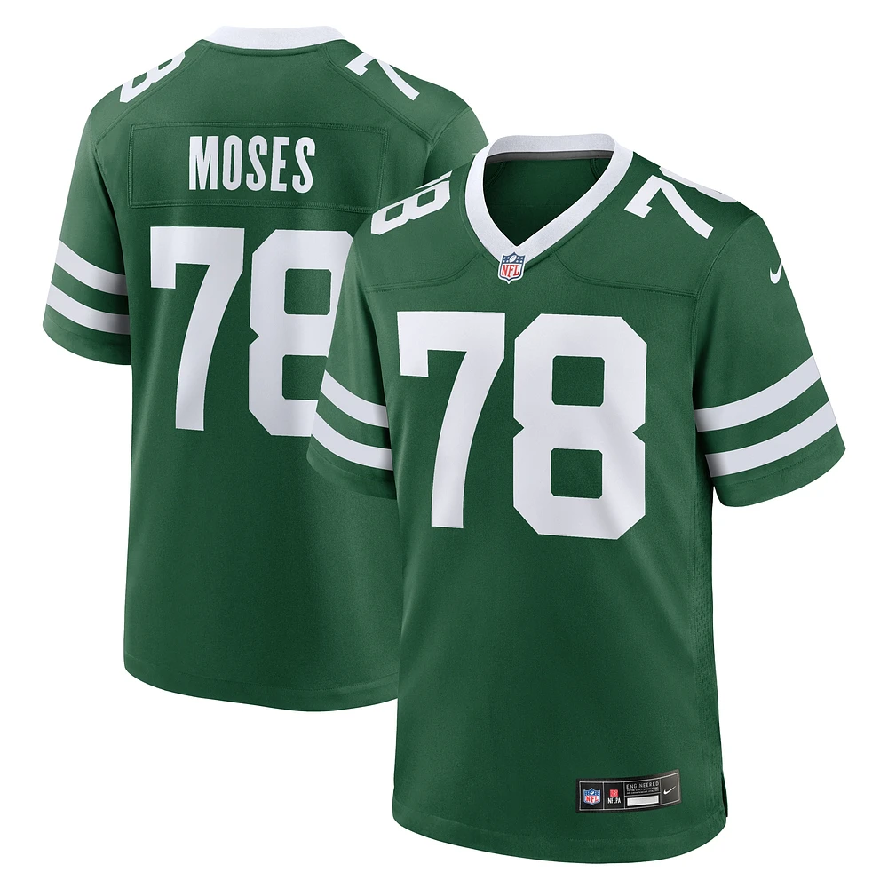 Maillot de match Nike Morgan Moses Legacy vert New York Jets pour homme