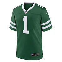 Men's Nike Number 1 Groom Legacy Green New York Jets Game Jersey