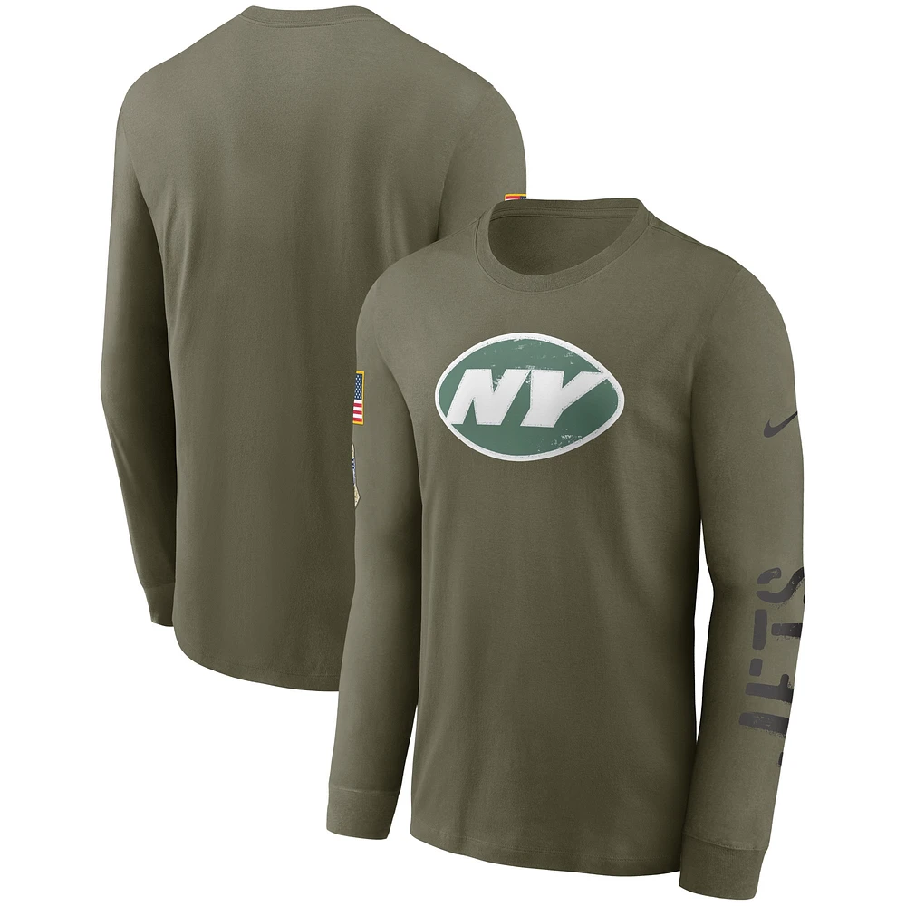 T-shirt à manches longues Nike Olive New York Jets Salute To Service pour homme