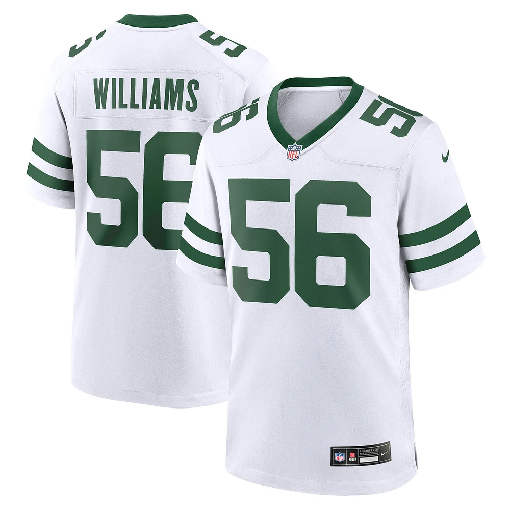 Maillot de match Nike Quincy Williams Legacy blanc pour homme des New York Jets