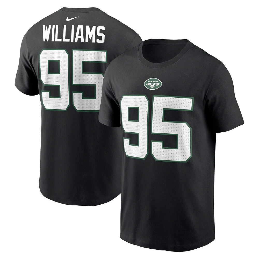 T-shirt Nike Quinnen Williams pour hommes, noir, nom et numéro du joueur des New York Jets