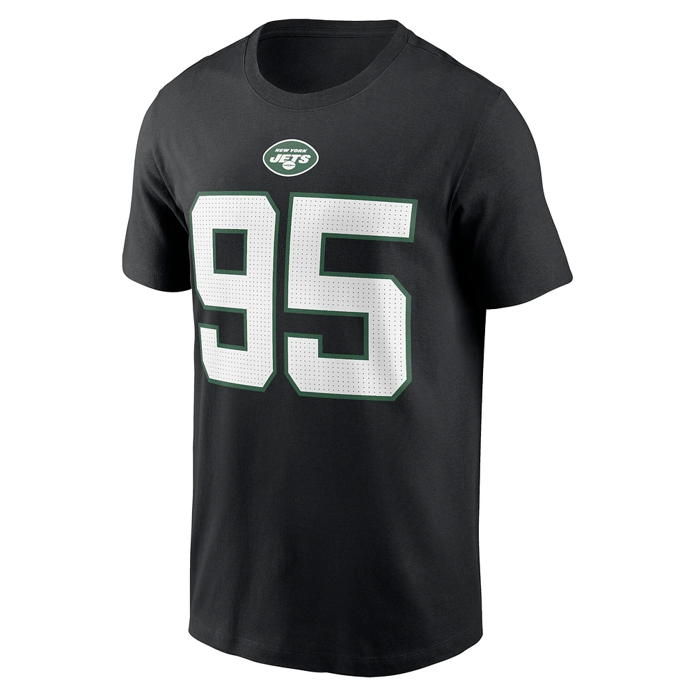 T-shirt Nike Quinnen Williams pour hommes, noir, nom et numéro du joueur des New York Jets