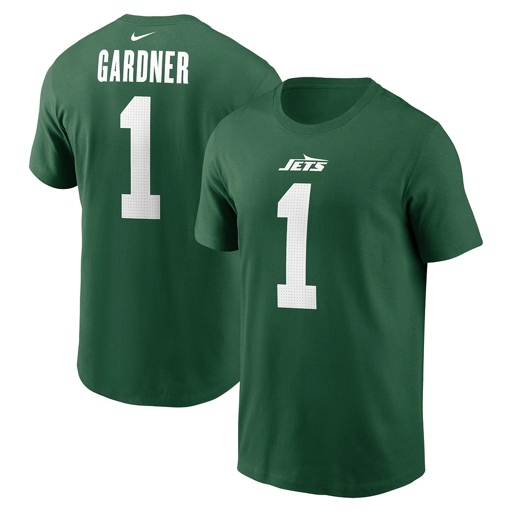 T-shirt Nike Sauce Gardner vert avec nom et numéro des Jets de New York pour hommes