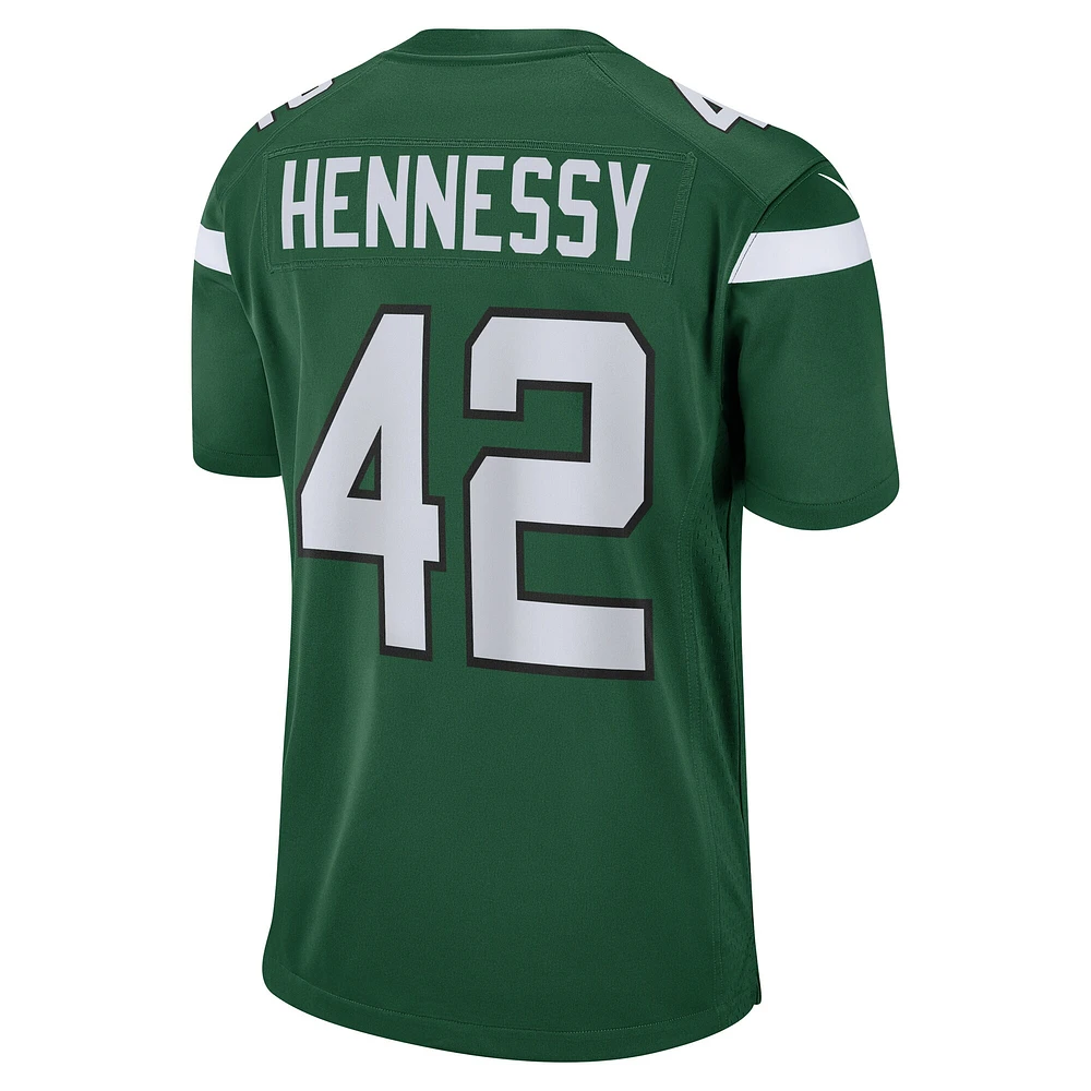 Maillot de match Nike Thomas Hennessy Gotham vert New York Jets pour homme