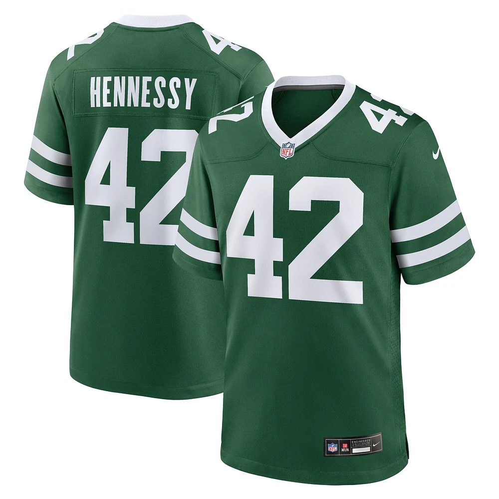 Maillot de jeu d'équipe Nike Thomas Hennessy Legacy Green New York Jets pour homme