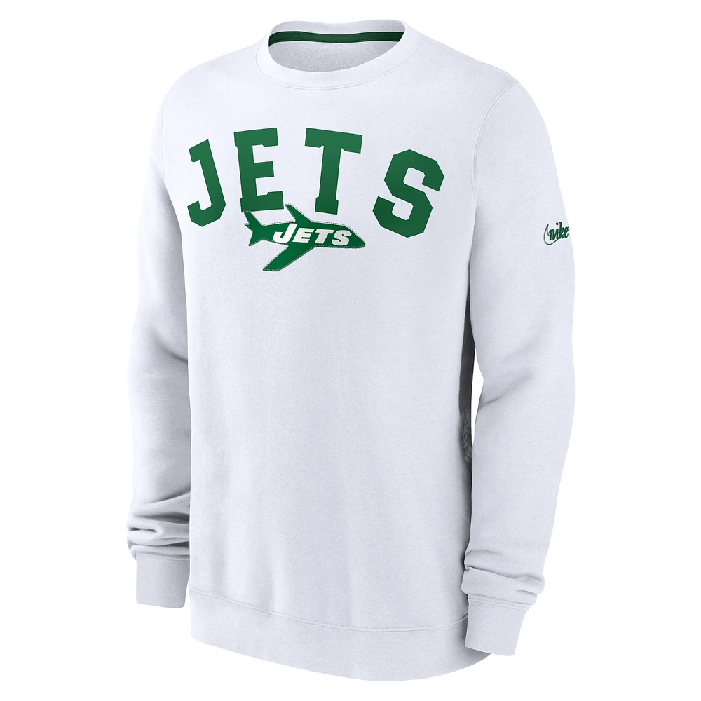 Men's Nike White New York Jets Gridiron Classics Athletic Pullover Sweatshirt