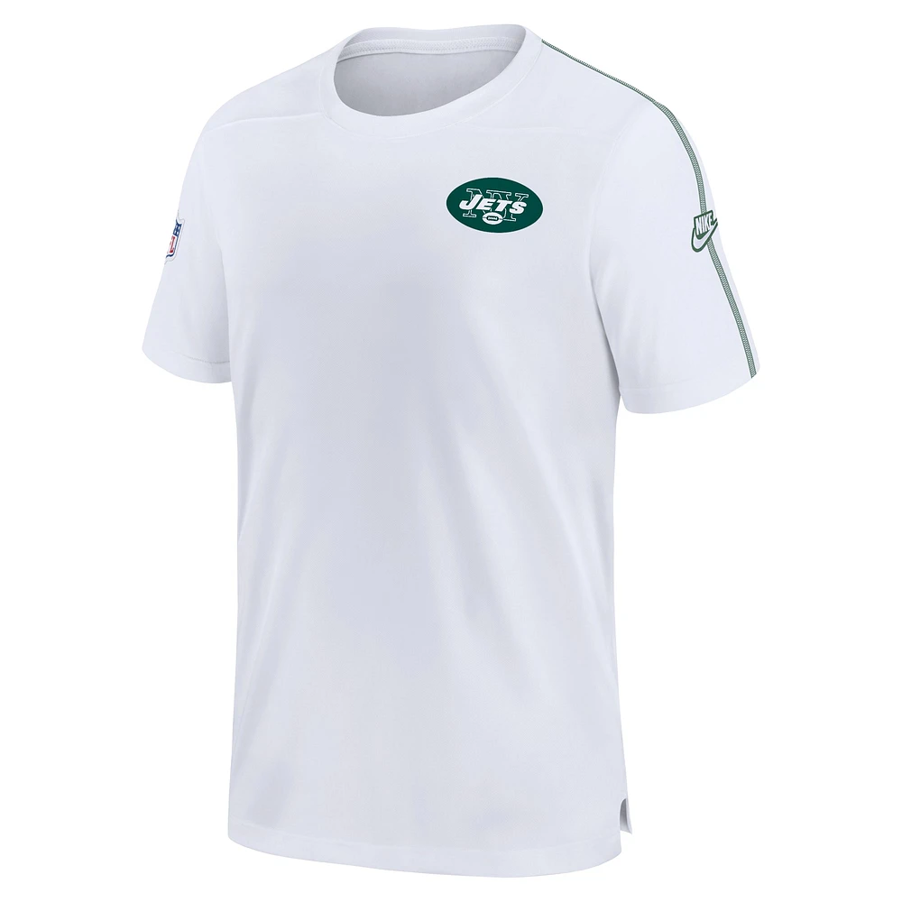 Haut Nike blanc pour homme avec logo alternatif New York Jets Sideline Coach Performance