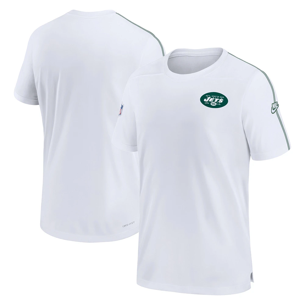 Haut Nike blanc pour homme avec logo alternatif New York Jets Sideline Coach Performance