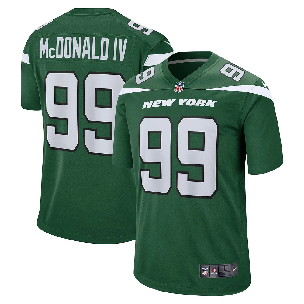 Maillot de match Nike Will McDonald IV Gotham Green New York Jets pour homme