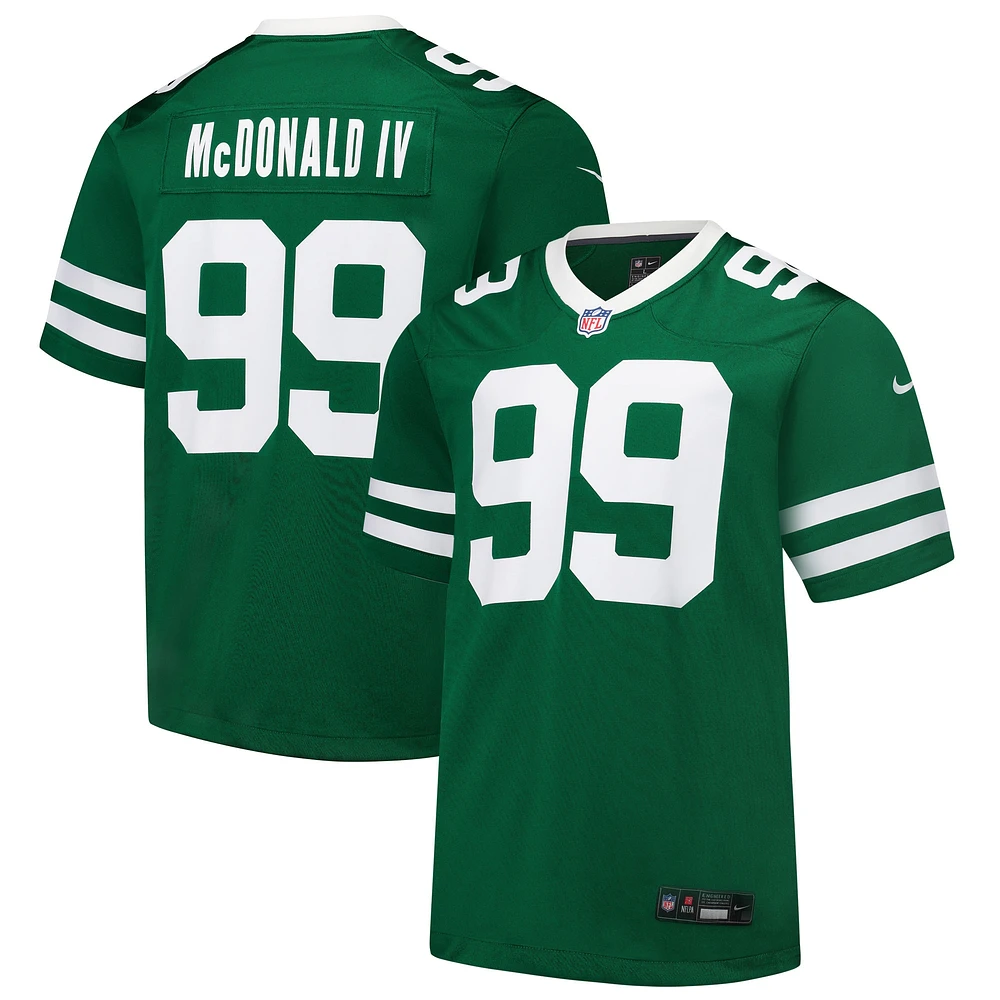 Maillot de jeu d'équipe Nike Will McDonald IV Legacy Green New York Jets pour homme