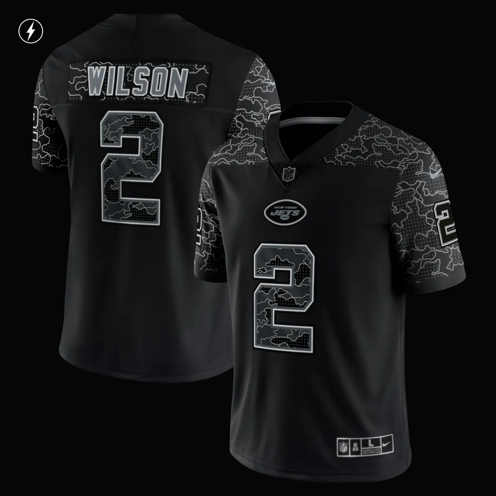 Maillot Nike Zach Wilson pour hommes, noir, New York Jets, RFLCTV Limited