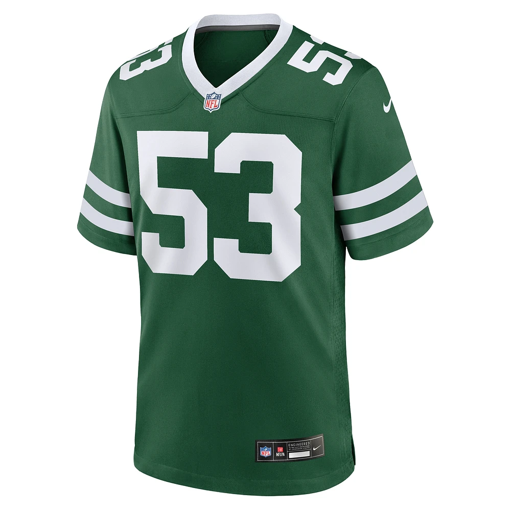 Maillot de jeu d'équipe Nike Zaire Barnes Legacy Green New York Jets pour homme