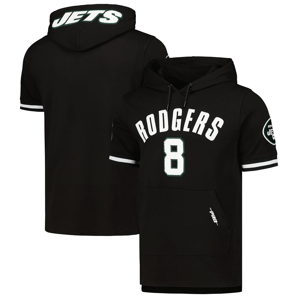 T-shirt à capuche avec nom et numéro du joueur des Jets de New York Pro Standard Aaron Rodgers noir pour homme