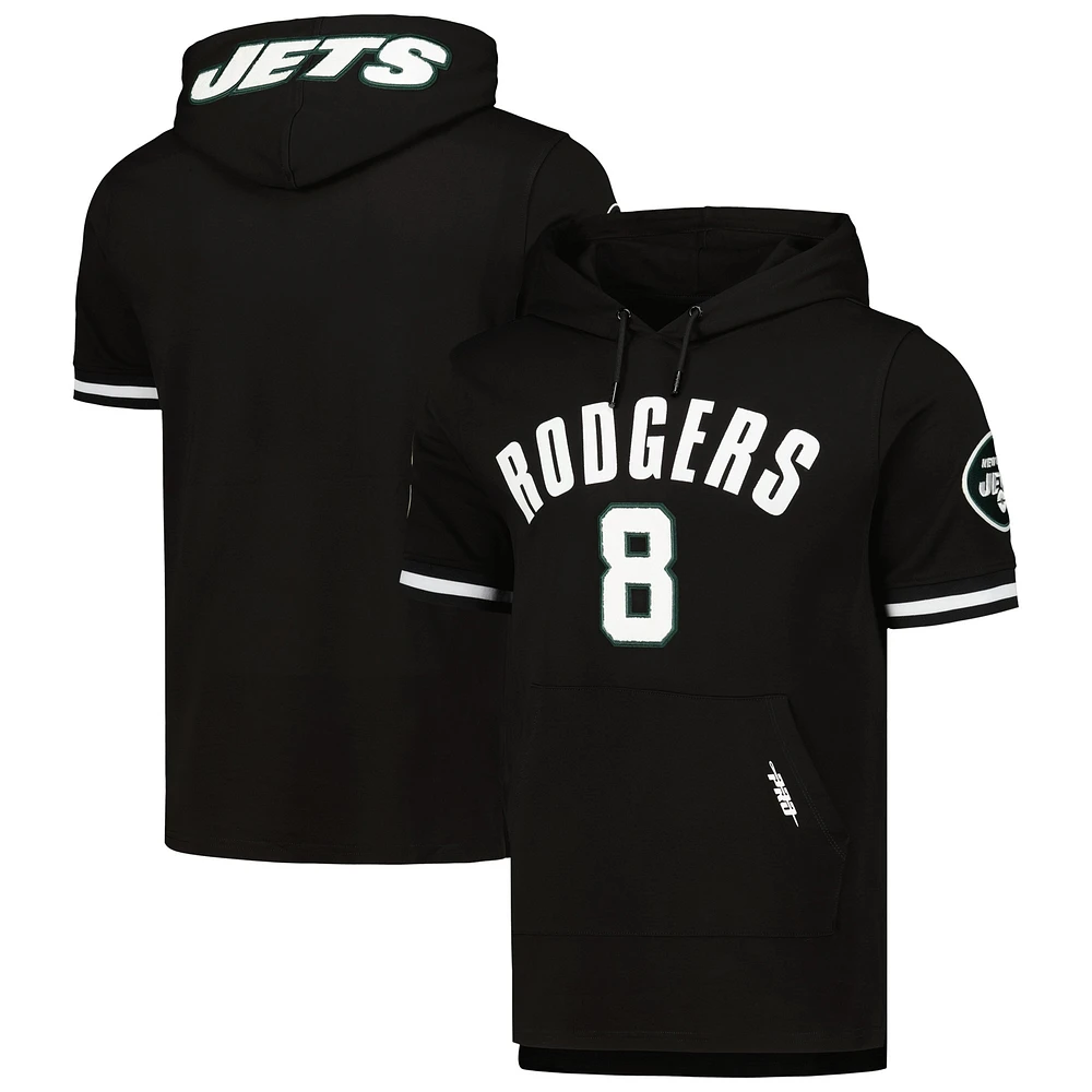 T-shirt à capuche avec nom et numéro du joueur des Jets de New York Pro Standard Aaron Rodgers noir pour homme