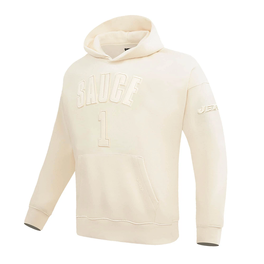 Sweat à capuche Pro Standard Ahmad Sauce Gardner crème pour hommes, nom et numéro du joueur des Jets de New York