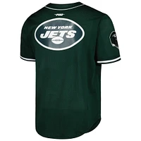 Men's Pro Standard Ahmad Sauce Gardner Green New York Jets Mesh Baseball Button-Up T-Shirt