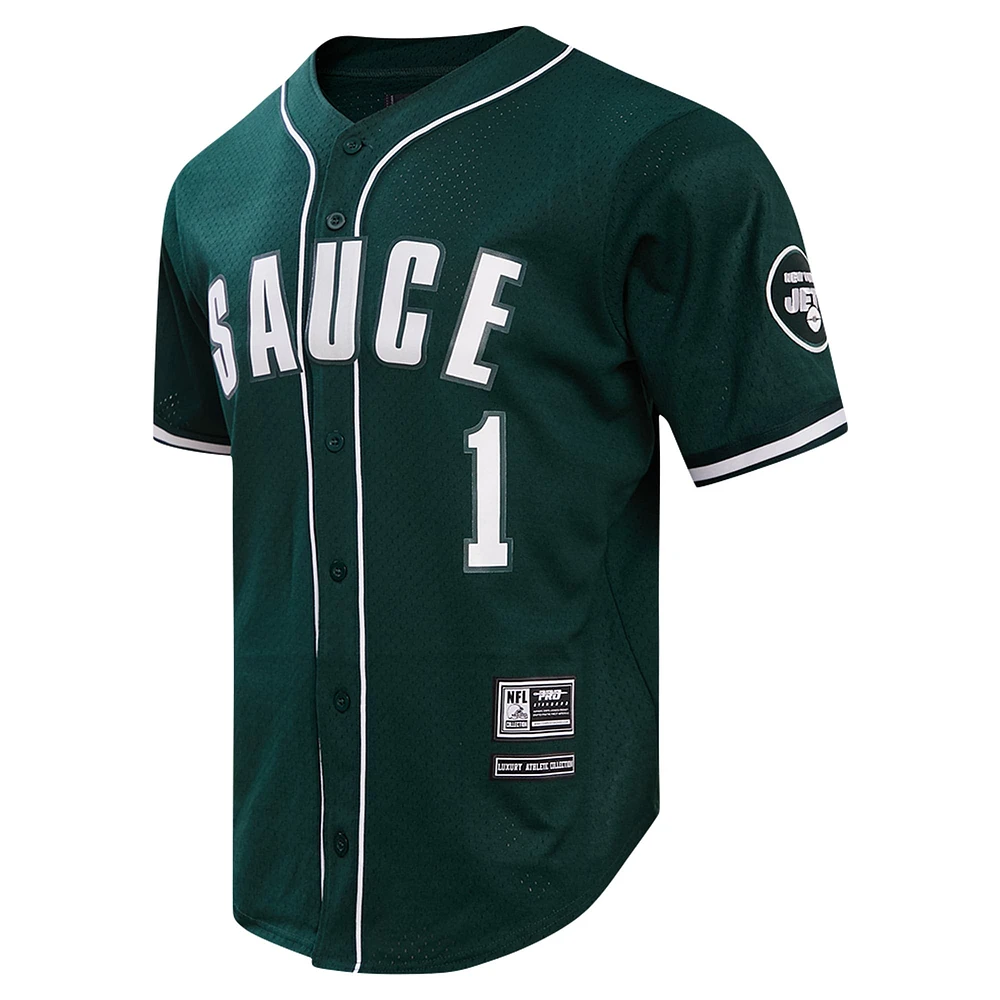 Maillot de baseball boutonné en maille Pro Standard Ahmad Sauce Gardner vert New York Jets pour hommes