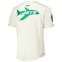 Chemise boutonnée rétro classique en maille Pro Standard crème pour hommes des New York Jets