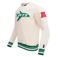 Men's Pro Standard Cream New York Jets Retro Classics Fleece Pullover Sweatshirt