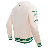 Men's Pro Standard Cream New York Jets Retro Classics Fleece Pullover Sweatshirt