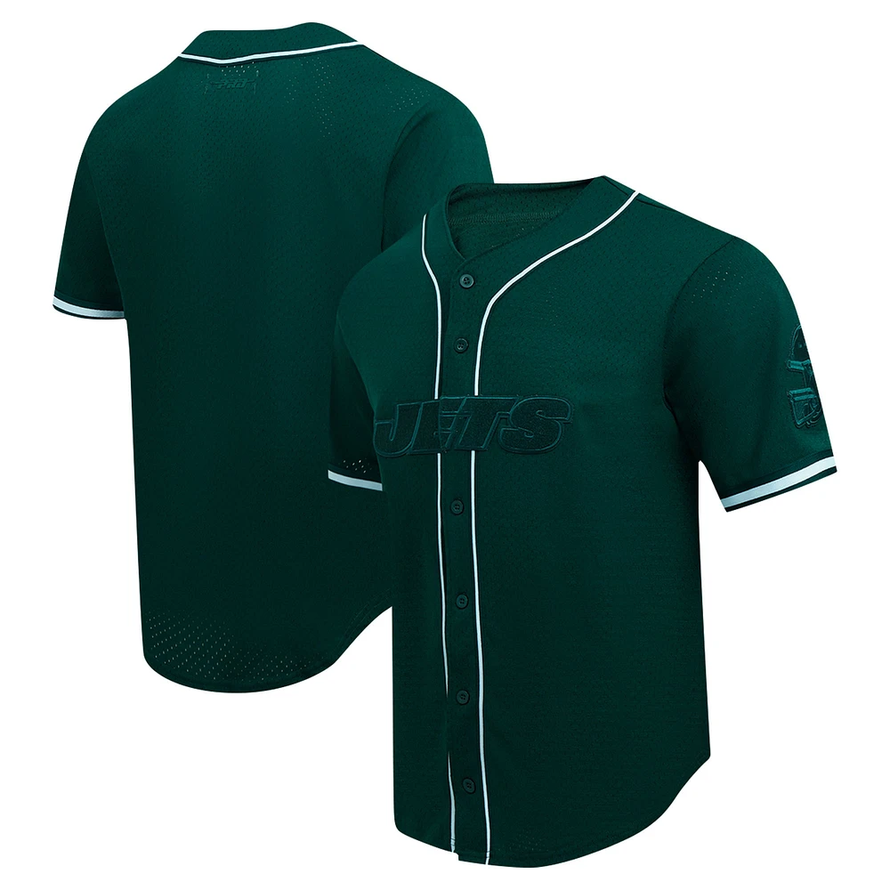 Chemise boutonnée en maille triple ton sur Pro Standard Green New York Jets pour hommes