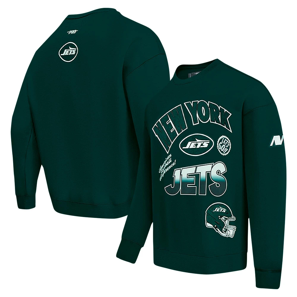 Men's Pro Standard Green New York Jets Turn It Up Drop Shoulder Pullover Sweatshirt