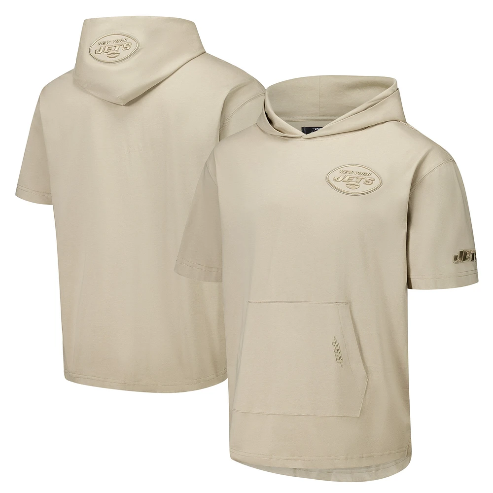 Sweat à capuche manches courtes pour homme Pro Standard Tan New York Jets Neutrals Capsule