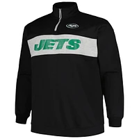 Men's Profile Black New York Jets Big & Tall Fleece Quarter-Zip Jacket