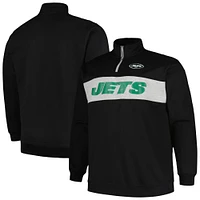 Men's Profile Black New York Jets Big & Tall Fleece Quarter-Zip Jacket