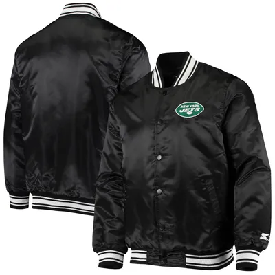 New York Jets Starter Locker Room Satin Varsity Full-Snap Jacket - Black