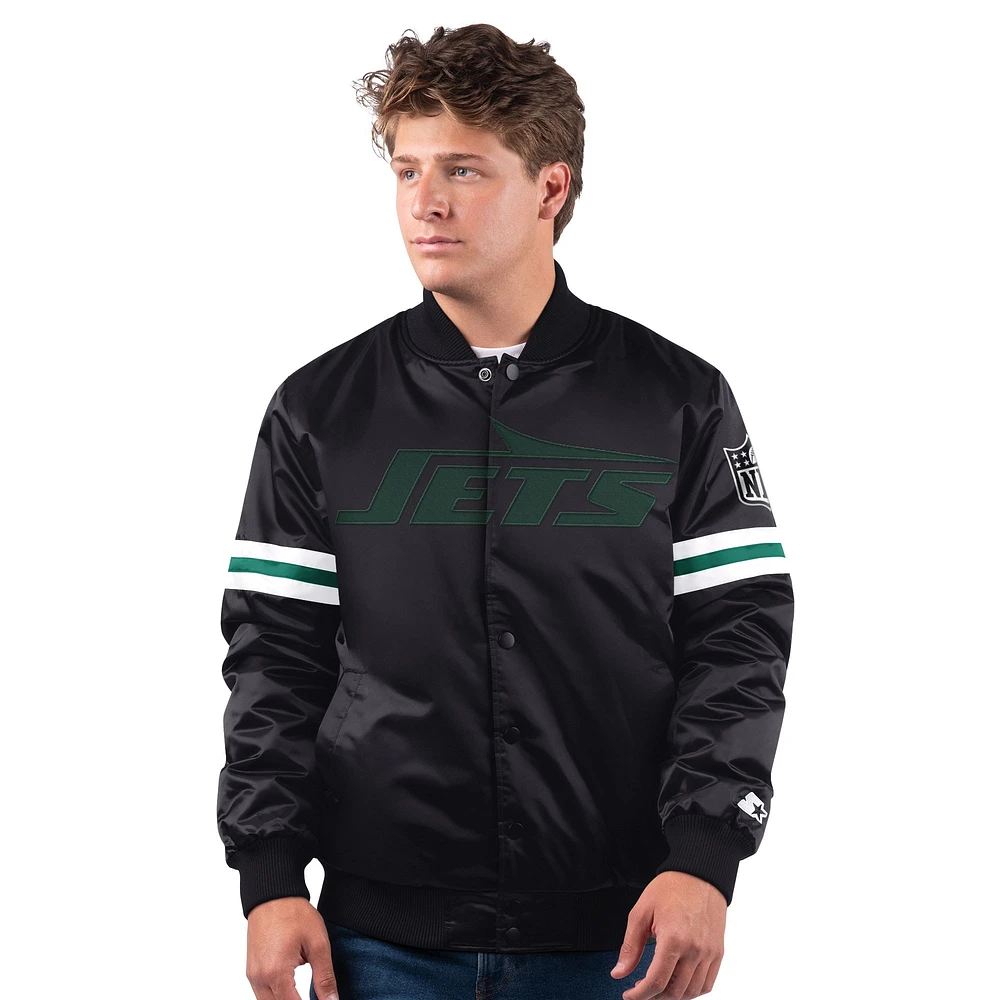 Veste à boutons-pression New York Jets Starter noire pour homme avec nouveau logo