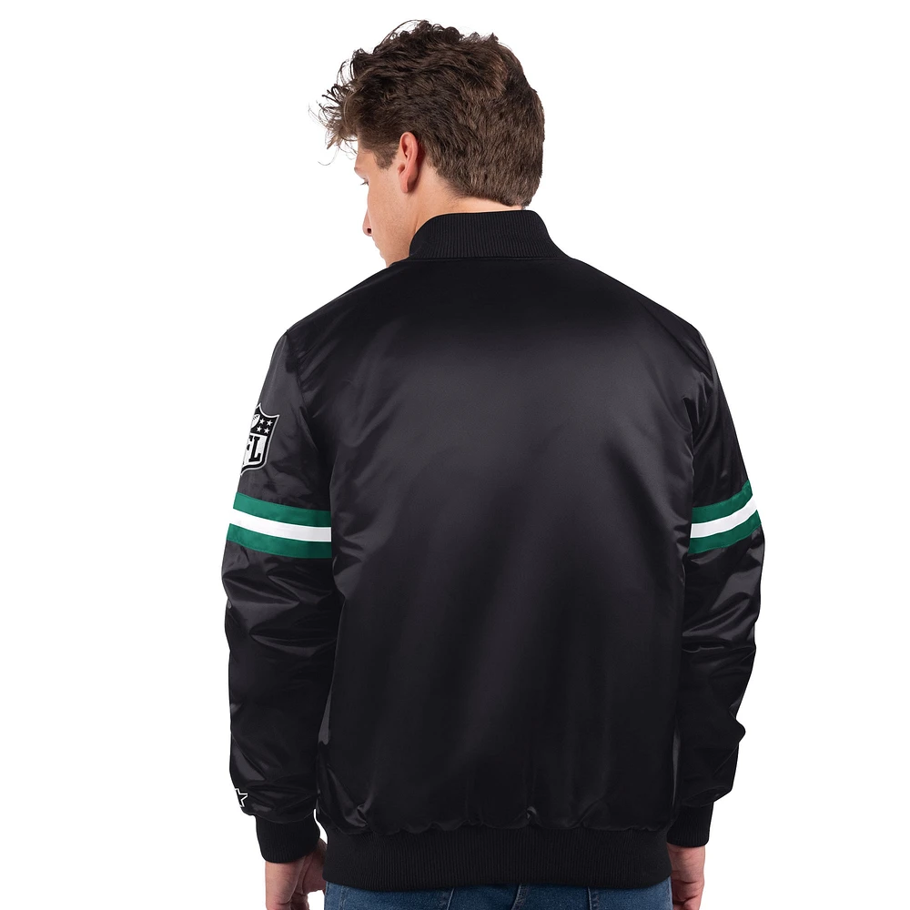 Men's Starter Black New York Jets Logo Full-Snap Jacket