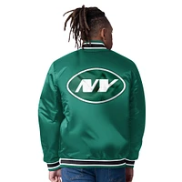 Veste réversible en satin à boutons-pression pour homme, vert/noir, des New York Jets