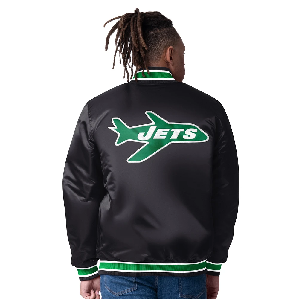 Men's Starter  Green/Black New York Jets Closer Reversible Satin Full-Snap Jacket