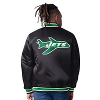 Veste réversible en satin à boutons-pression pour homme, vert/noir, des New York Jets