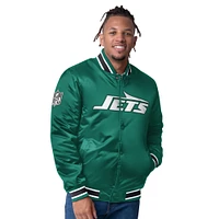 Veste réversible en satin à boutons-pression pour homme, vert/noir, des New York Jets