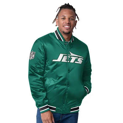 Veste réversible en satin vert/noir pour homme des New York Jets