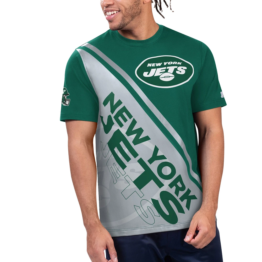 Men's Starter Green/White New York Jets Finish Line Extreme Graphic T-Shirt