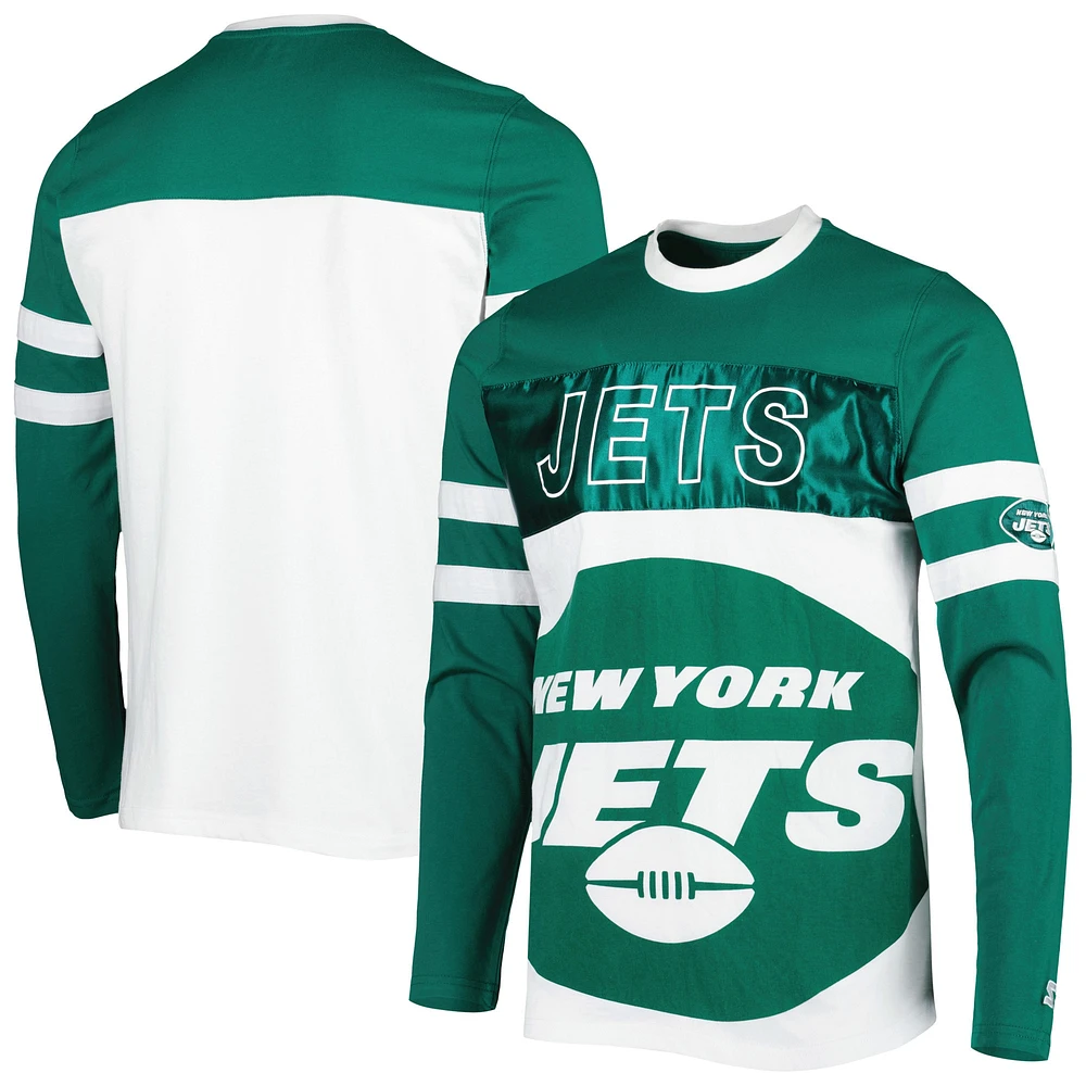 T-shirt à manches longues la mi-temps des New York Jets pour homme, vert/blanc