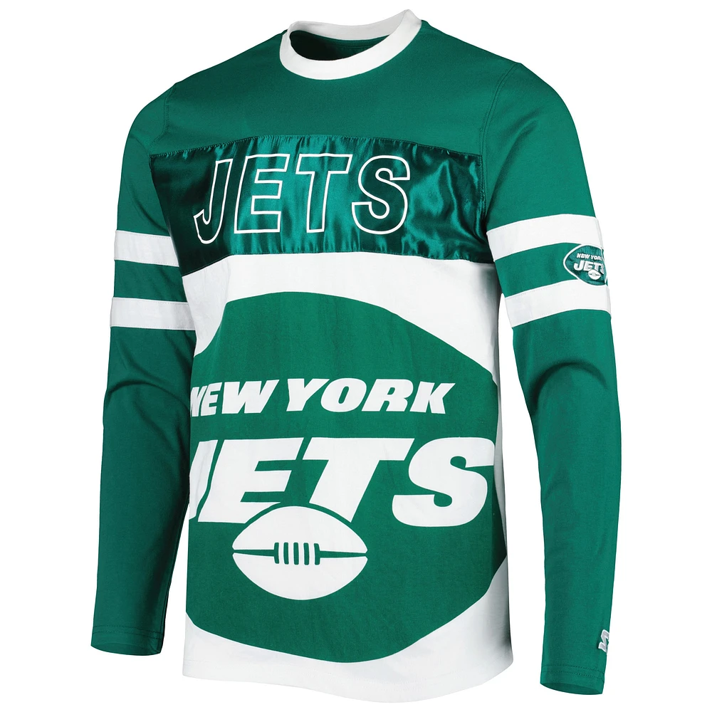 Men's Starter Green/White New York Jets Halftime Long Sleeve T-Shirt