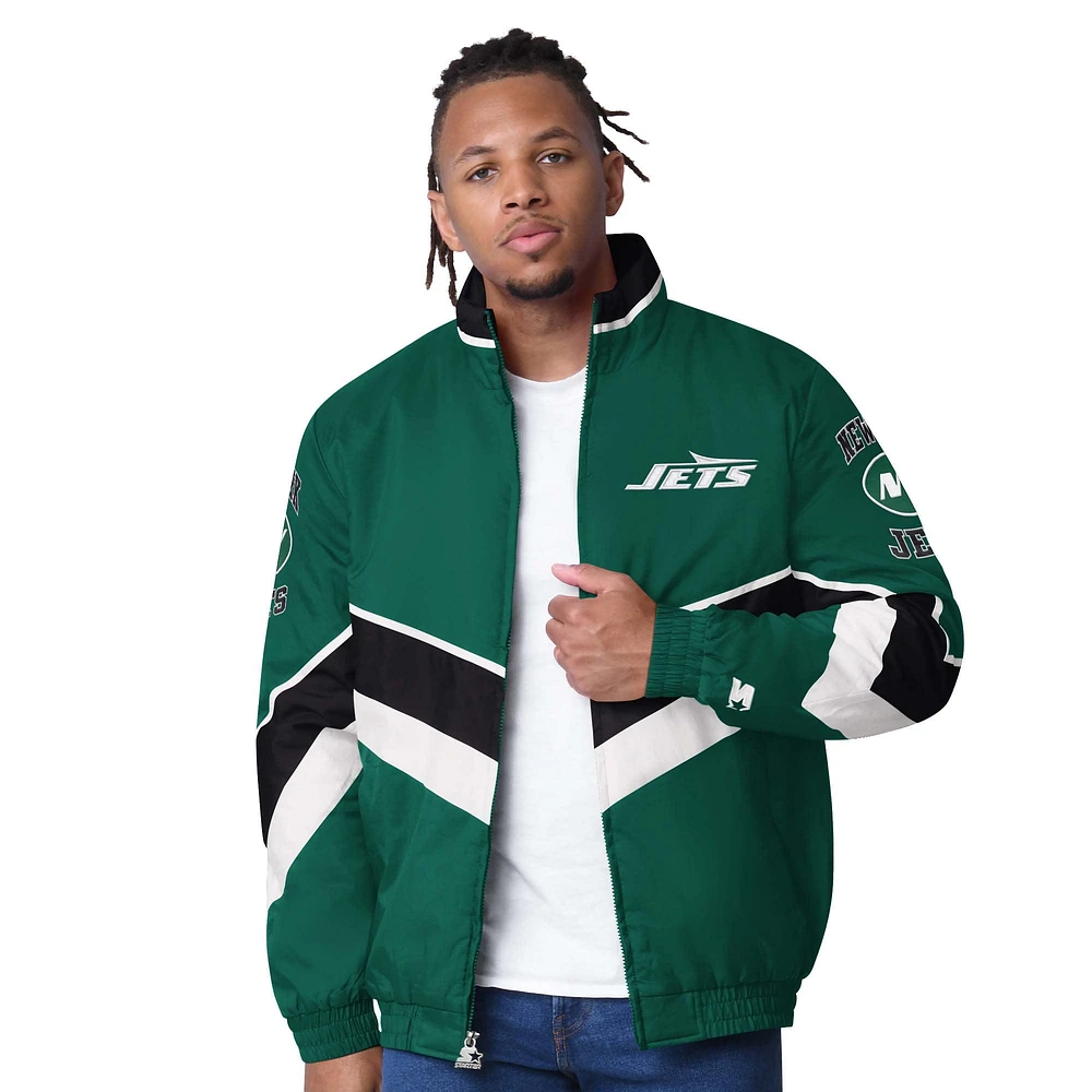 Veste universitaire en satin Captain Starter Green New York Jets pour homme