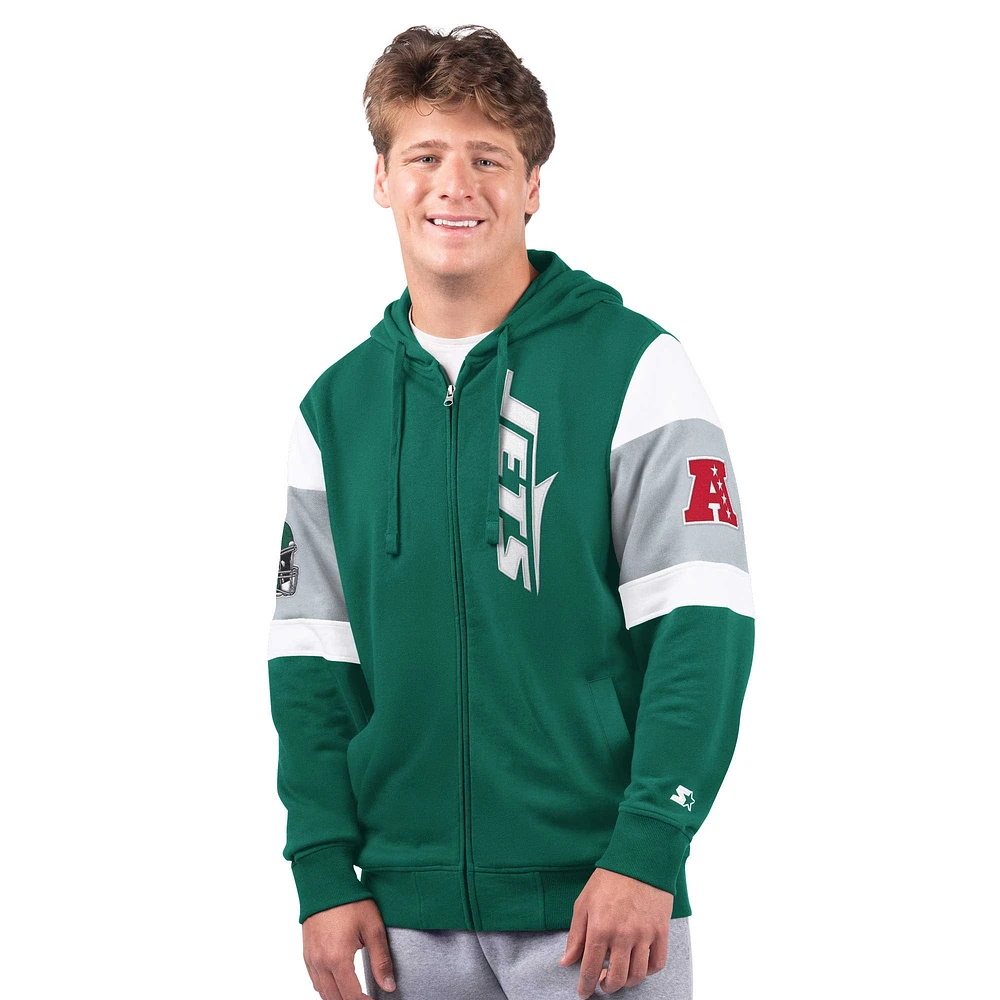 Sweat à capuche zippé extrême pour homme New York Jets Starter Green